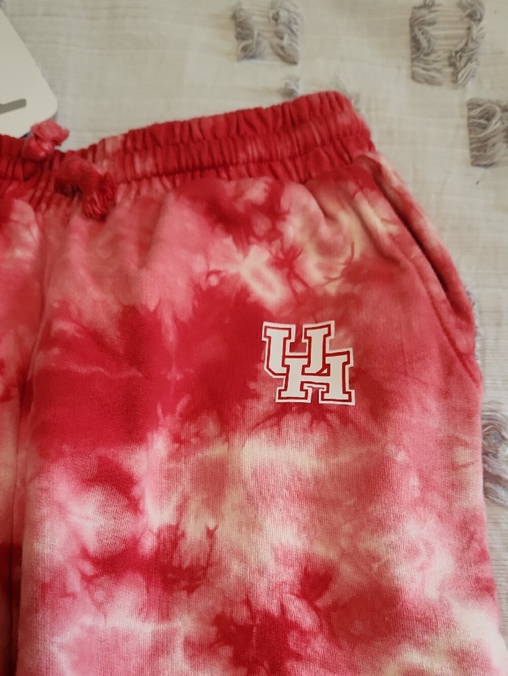 University Of Houston Women's Tie-Dye Red Joggers with Elastic Waistband